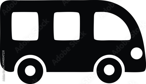 This vector illustration shows a cartoon bus, a common vehicle for public transport and travel on the road
