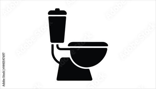 Toilet Silhouette Bathroom Fixture Hygiene Concept Vector Illustration