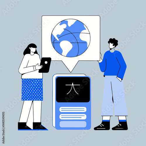 EPS vector designs depicting AI and human collaboration in harmony. Diverse individuals engaging with technology and global communication concepts