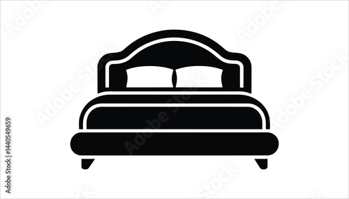 Modern Bed Silhouette Icon Minimalist Bedroom Furniture Vector Art
