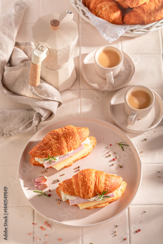 Tasty and healthy french croissant made of puff pastry.