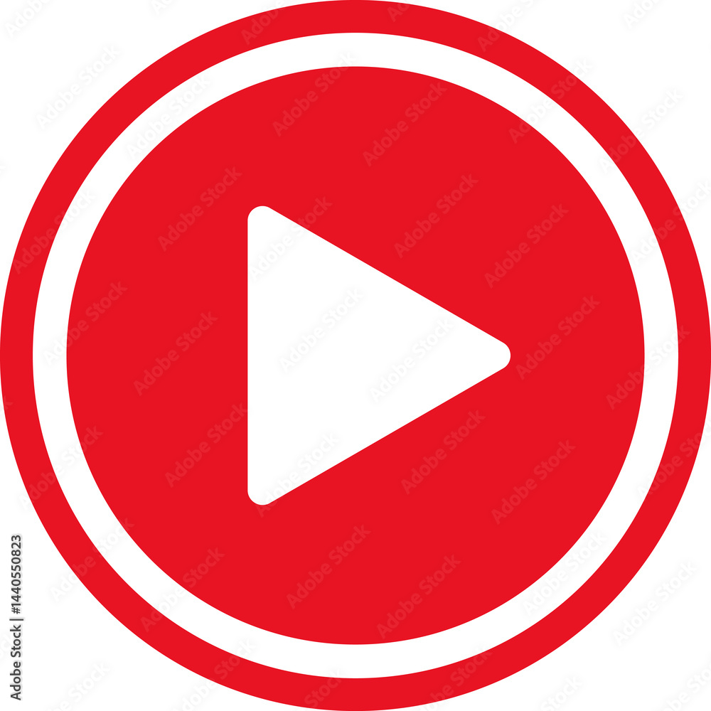 Play video red button icon, sign isolated on white background. Trendy circle play button icon in flat style. Radio symbol, video player, arrow. Play video red button icon, sign isolated on white background. Trendy circle play button icon in flat style. Radio symbol, video player, arrow.