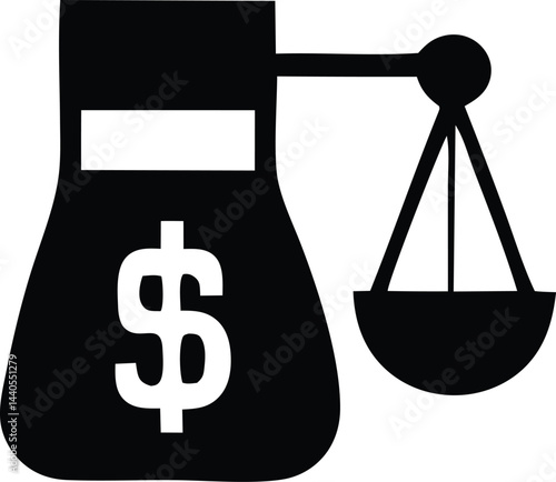 The balance scale, a 3d metal symbol of justice and law, weighs money and dollar currency, representing business and legal equality
