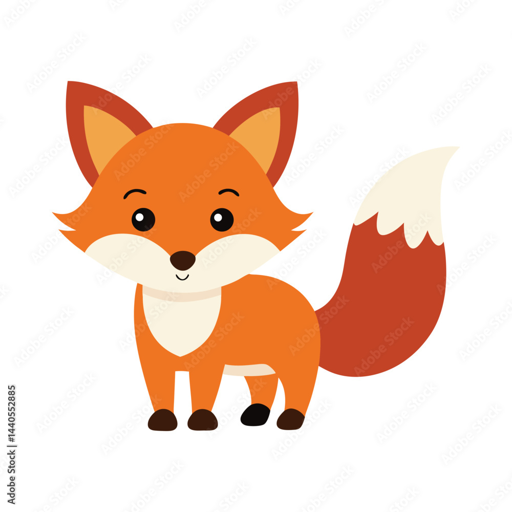 Fototapeta premium A colorful cute fox vector art illustration