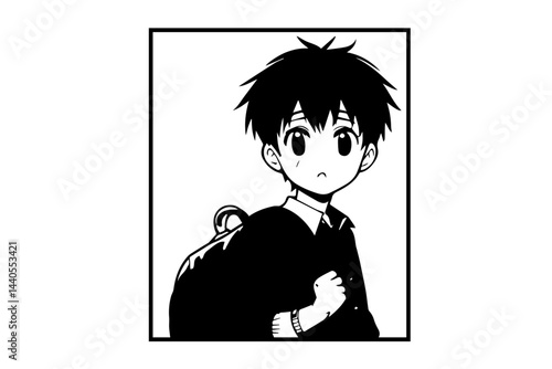 a boy going to school. back to school concept/schoolboy with school backpack going to school.