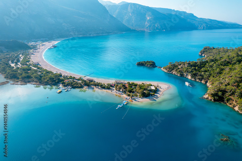 Obraz na płótnie Blue lagoon aerial view, Oludeniz, Turkey w salonie