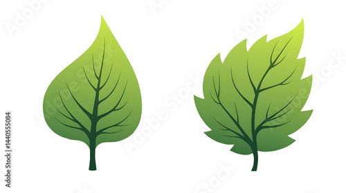 Obraz na płótnie Stylized green leaves with intricate vein patterns, symbolizing nature and growth w salonie