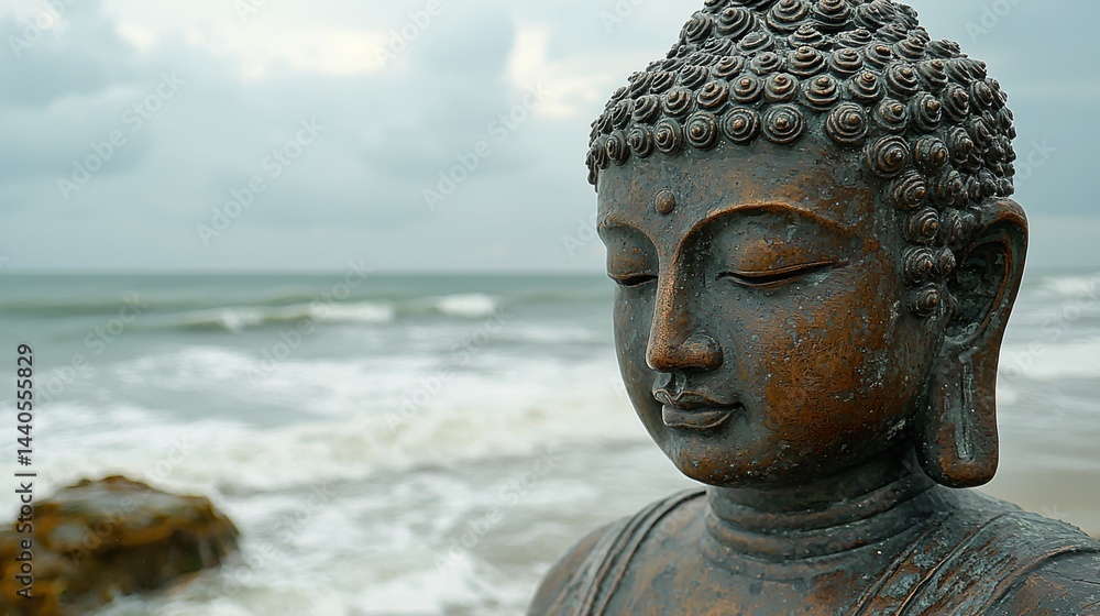 Serene Buddha Statue by the Ocean Finding Peace and Tranquility Serene Buddha Statue by the Ocean Finding Peace and Tranquility