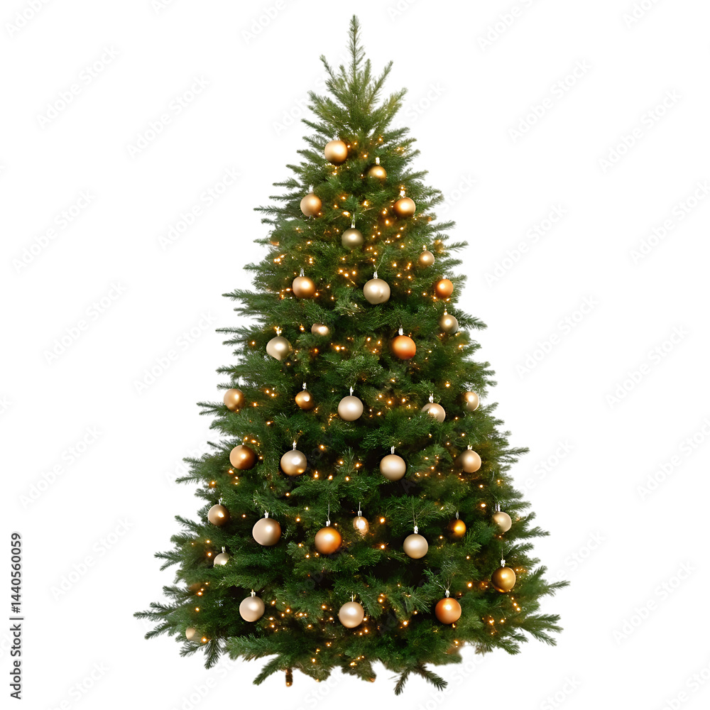 Decorated Christmas tree with gold and silver ornaments. Decorated Christmas tree with gold and silver ornaments.