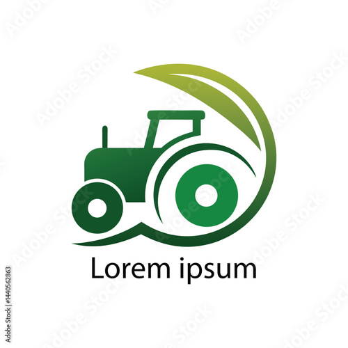 Agriculture tractor with leaf green logo icons vector illustration