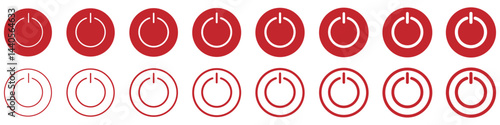 Power off icon set red. Interface switch button concept. Off icon. Vector illustration.