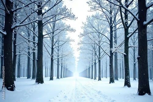 Snowy forest branches isolated on white background, solitude, winter