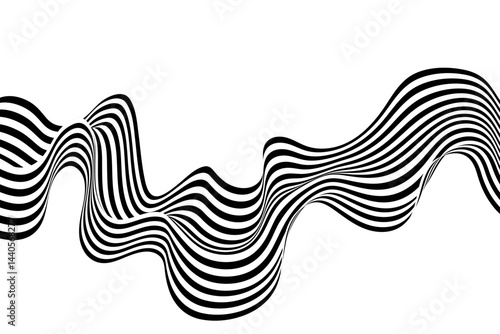 Abstract wave background, black and white wavy stripes or lines design. Eps 10