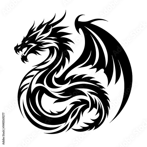 Wallpaper Mural Abstract Black and White Vector Dragon Artwork Torontodigital.ca