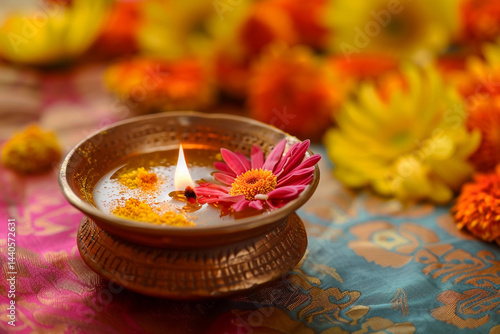 Greeting card with holiday composition for happy Akshaya Tritiya