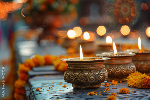 Greeting card with holiday composition for happy Akshaya Tritiya