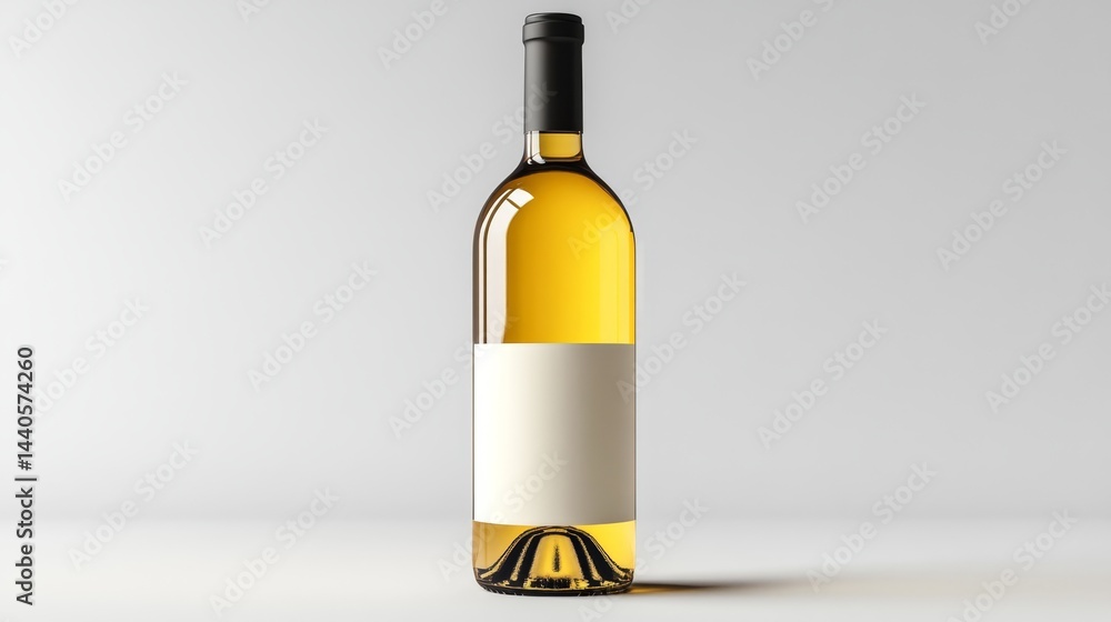 Minimalist wine bottle with blank label on neutral background for branding concept. Minimalist wine bottle with blank label on neutral background for branding concept.
