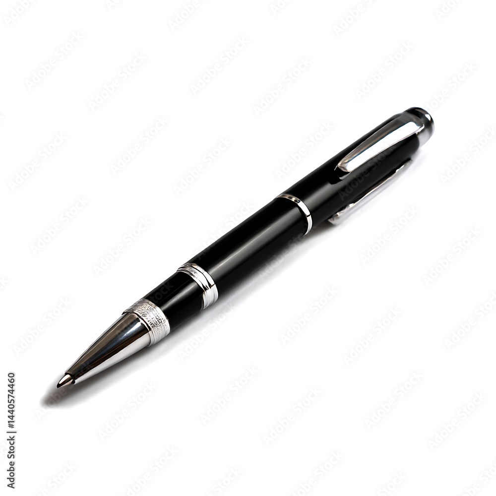 A black rollerball pen isolated on a clean white background A black rollerball pen isolated on a clean white background