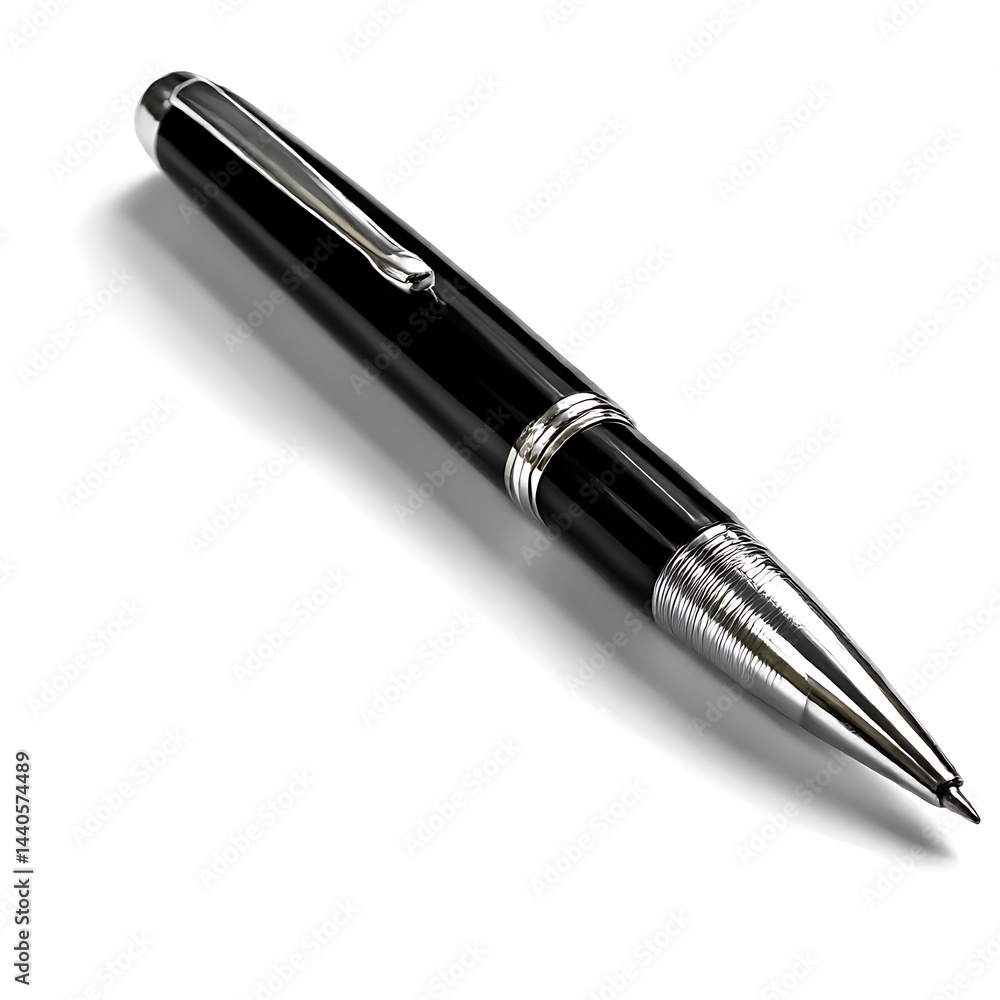 A black rollerball pen isolated on a clean white background A black rollerball pen isolated on a clean white background