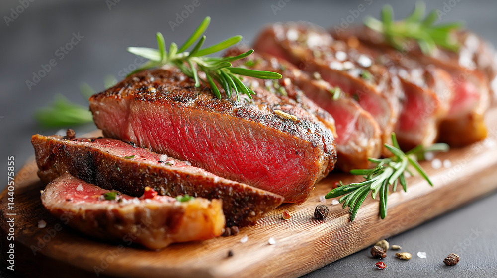 sliced ribeye steak on a board on a wooden background, a professional photo, a high-resolution advertising photo. ultra-detailed, high-resolution, food photography. low key, natural lighting, bright s sliced ribeye steak on a board on a wooden background, a professional photo, a high-resolution advertising photo. ultra-detailed, high-resolution, food photography. low key, natural lighting, bright s