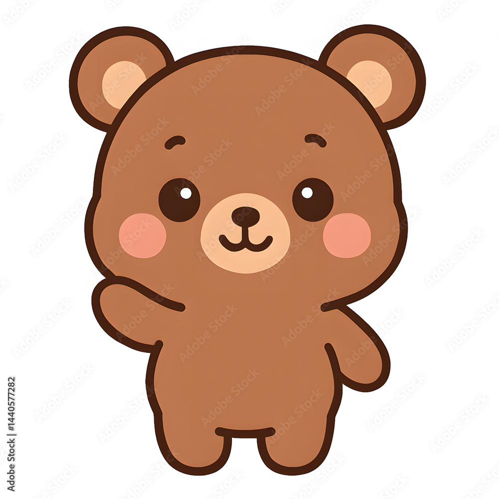 Fototapeta premium Whimsical Bear Illustration: An adorable cartoon bear, perfect for children's designs and playful projects, stands ready to brighten any creative endeavor.
