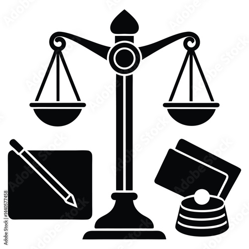 isolated judicial proceedings on white background