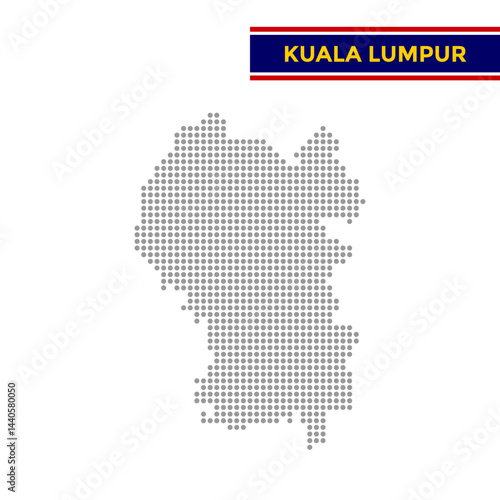 Canvas Print Dotted map of Kuala Lumpur in Malaysia