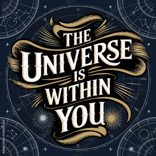 The universe is within you inspirational quote astrology cosmos stars celestial art print poster design ,illustration design for t-shirt