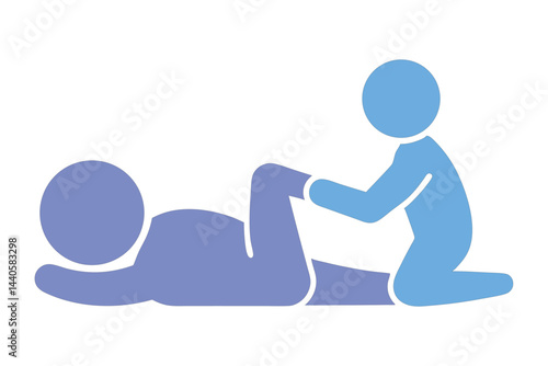 Therapeutic Pilates Session for Rehabilitation | Trainer Assisting Older Client | Soft Light Vector Art