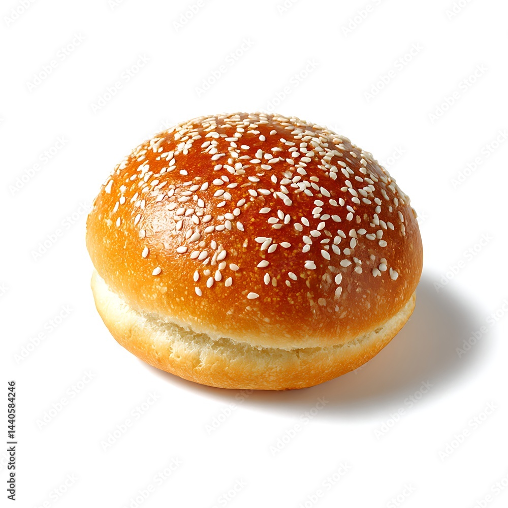 A single, plain burger bun isolated on a clean white background A single, plain burger bun isolated on a clean white background