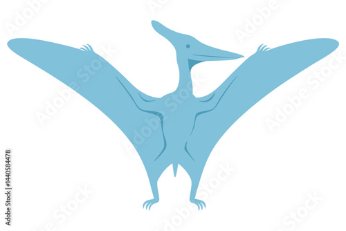 Cartoon Illustration of a Playful Pteranodon with Outstretched Wings in a Fun Style