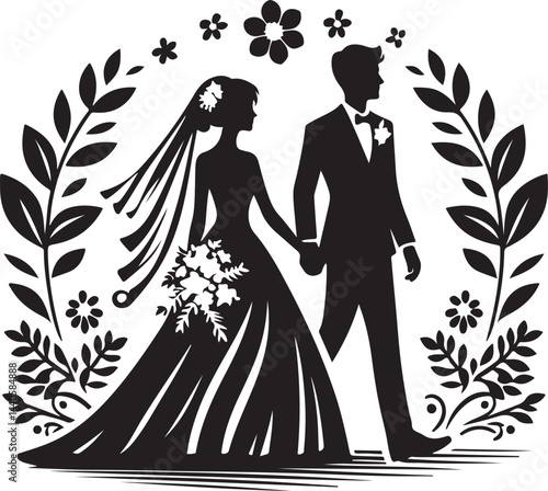 bride and groom silhouette