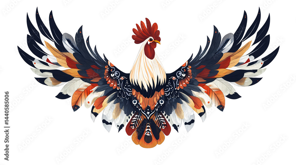 Fototapeta premium Majestic Rooster Isolated on White Background for Professional Designs