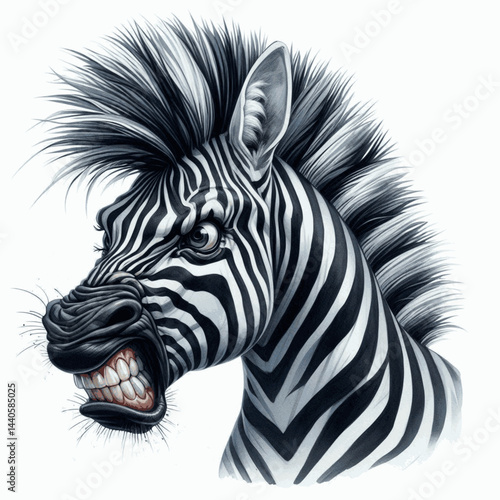 Stripe Storm: watercolor fury zebra angry isolated vector illustration svg 