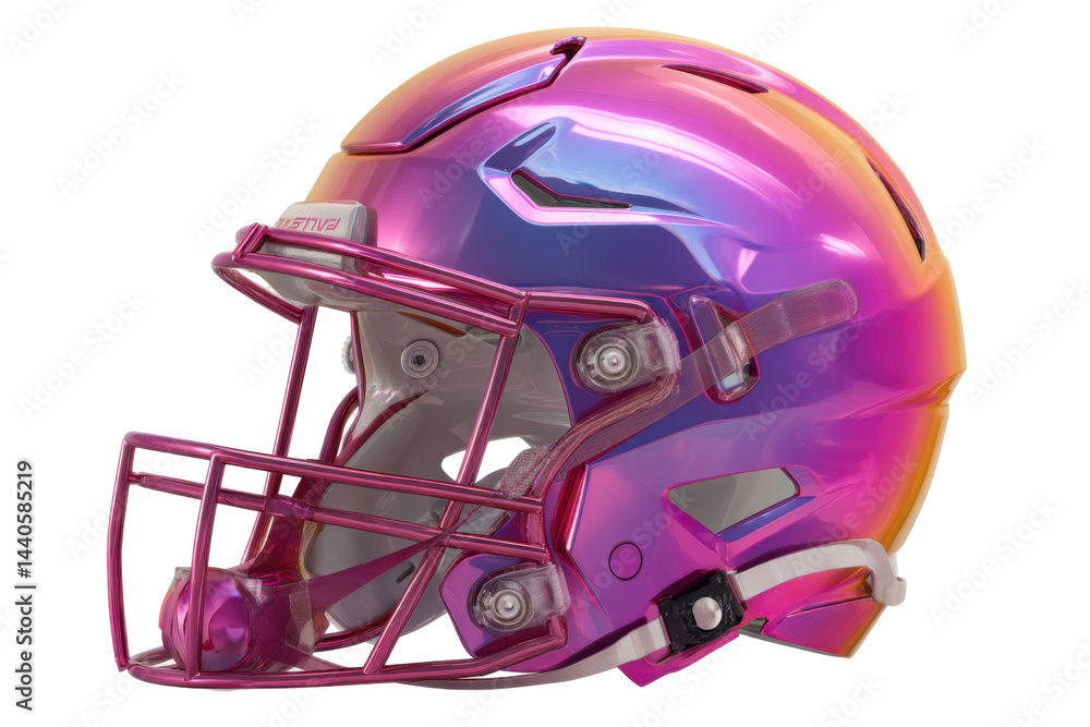 Fototapeta premium Iridescent football helmet isolated on transparent png background