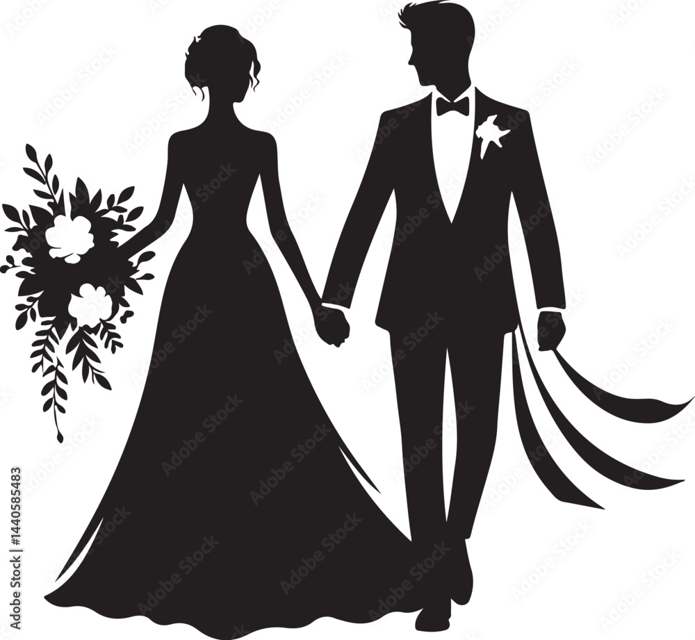 silhouette of bride and groom silhouette of bride and groom