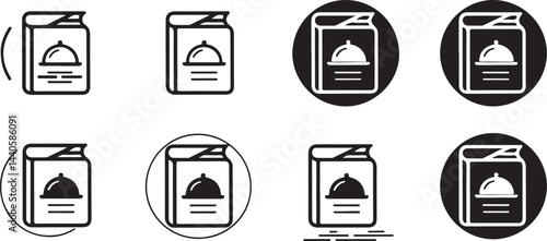 Recipe Book Icons Set Cookbook Illustrations for Culinary Designs