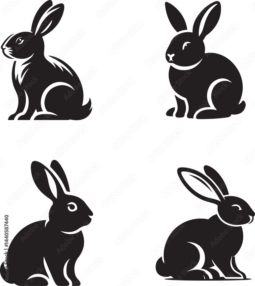 Fototapeta premium vector set of rabbits silhouettes