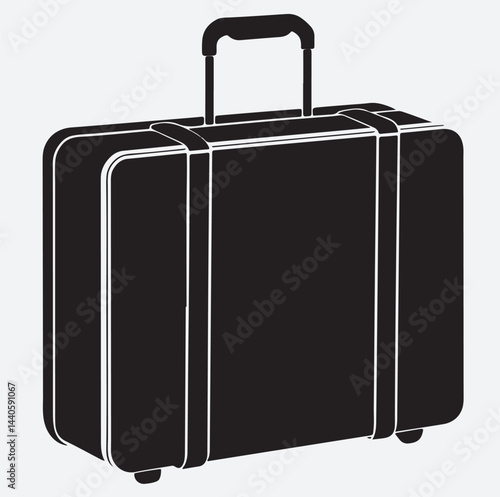 travel suitcase silhouette vector art illustration, travel suitcase isolated on white