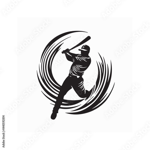 Baseball Player Vector Silhouette. Baseball Player Logo Design Vector On white background.