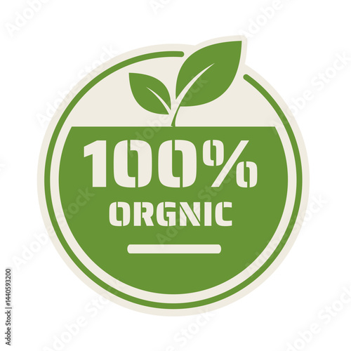 100% organic badge, sticker - vector illustration 