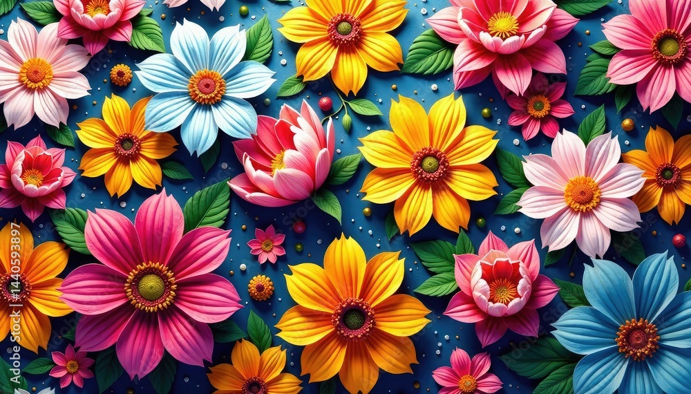 Fototapeta premium Intricate floral design endlessly repeated across a surface , graphics, spring, summer