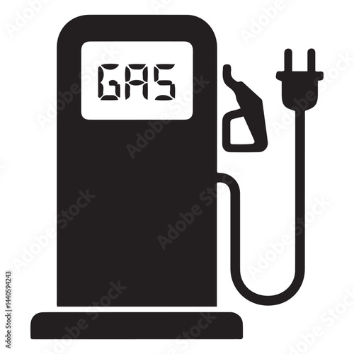 gas pump Vector Black silhouettes, Gas pump and electric charge station icon. with white background
