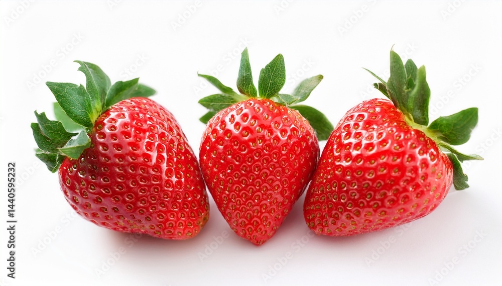 isolated photo of three fresh strawberries on a white background isolated photo of three fresh strawberries on a white background