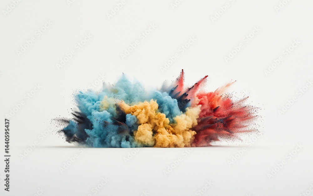 Fototapeta premium Colorful powder explosion on white background