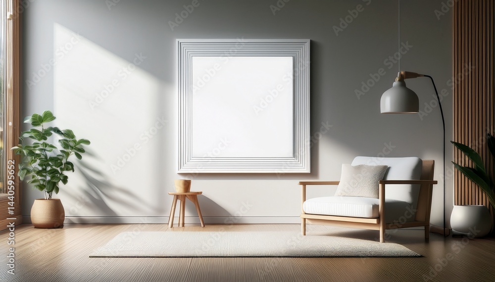 Obraz premium square picture framed on the wall for mockup bright room