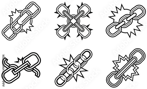 Broken Chain Icons for Graphic Design