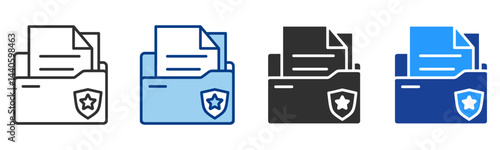 Dossier Icon Multiple Style Vector Collection 