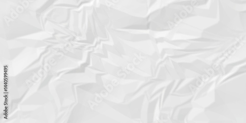 White crumple obsolete billboard rumple. wrinkle ripped creased white crumple aged closeup craft document grunge recycling paper background.