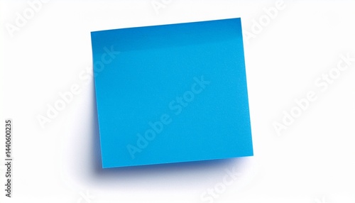 single square blue sticky post it note isolated white background photo
